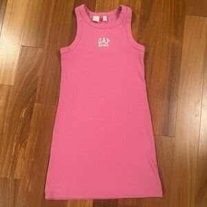 GAP Barbie Pink Ribbed Tank Dress Girls M - GUC